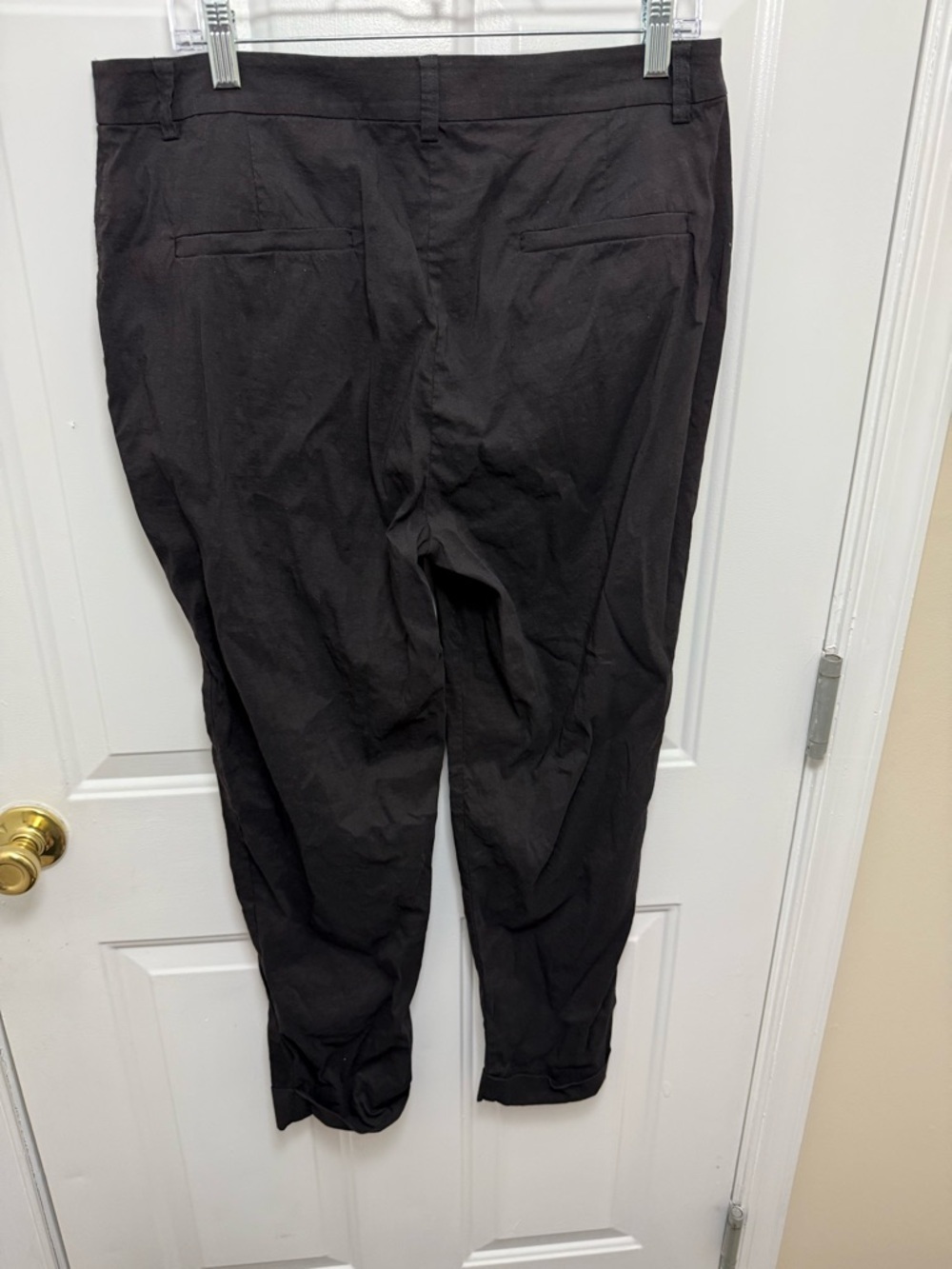 Eileen Fisher Black Linen Blend Straight Leg Casual Pants Size Medium - Picture 5 of 7